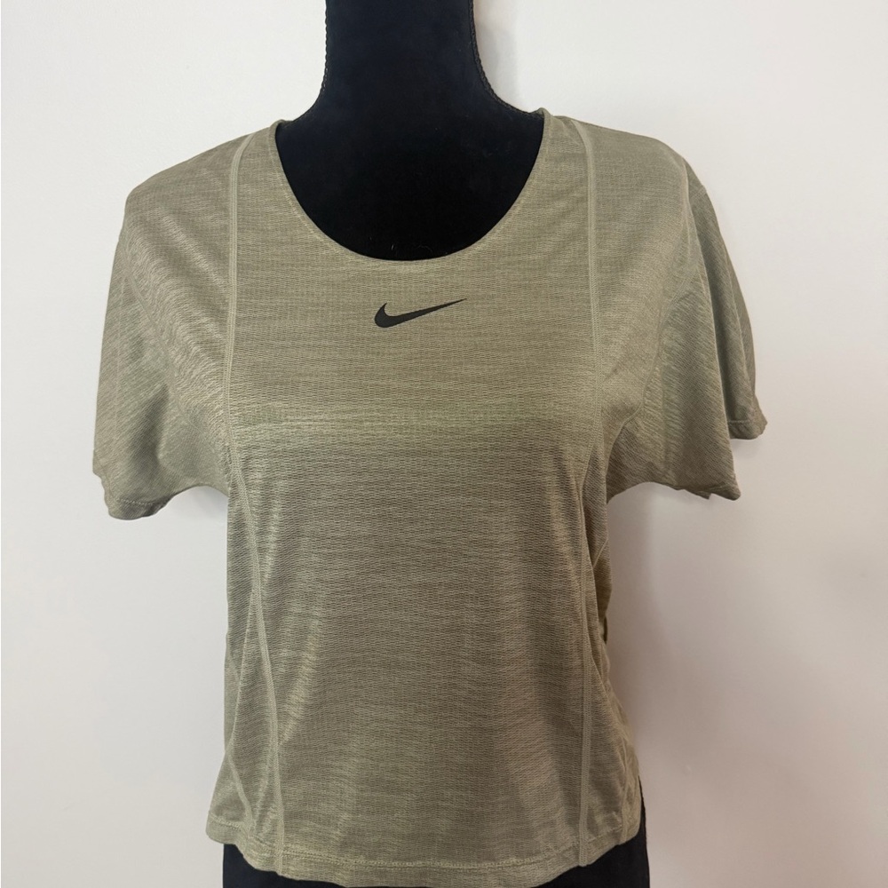 Nike Dri-FIT Short Sleeve Athletic Top | Olive Green Workout Tee | Size S